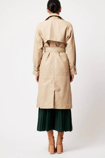 Astra Leather Trench Coat Oatmeal