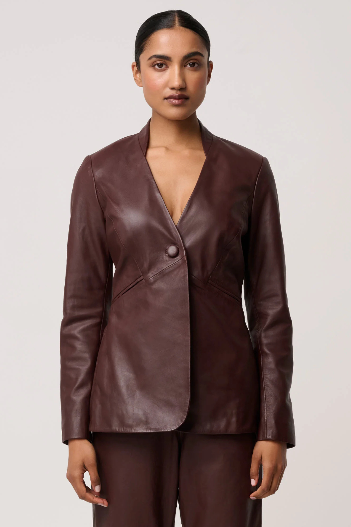 Calypso Leather Blazer Oxblood
