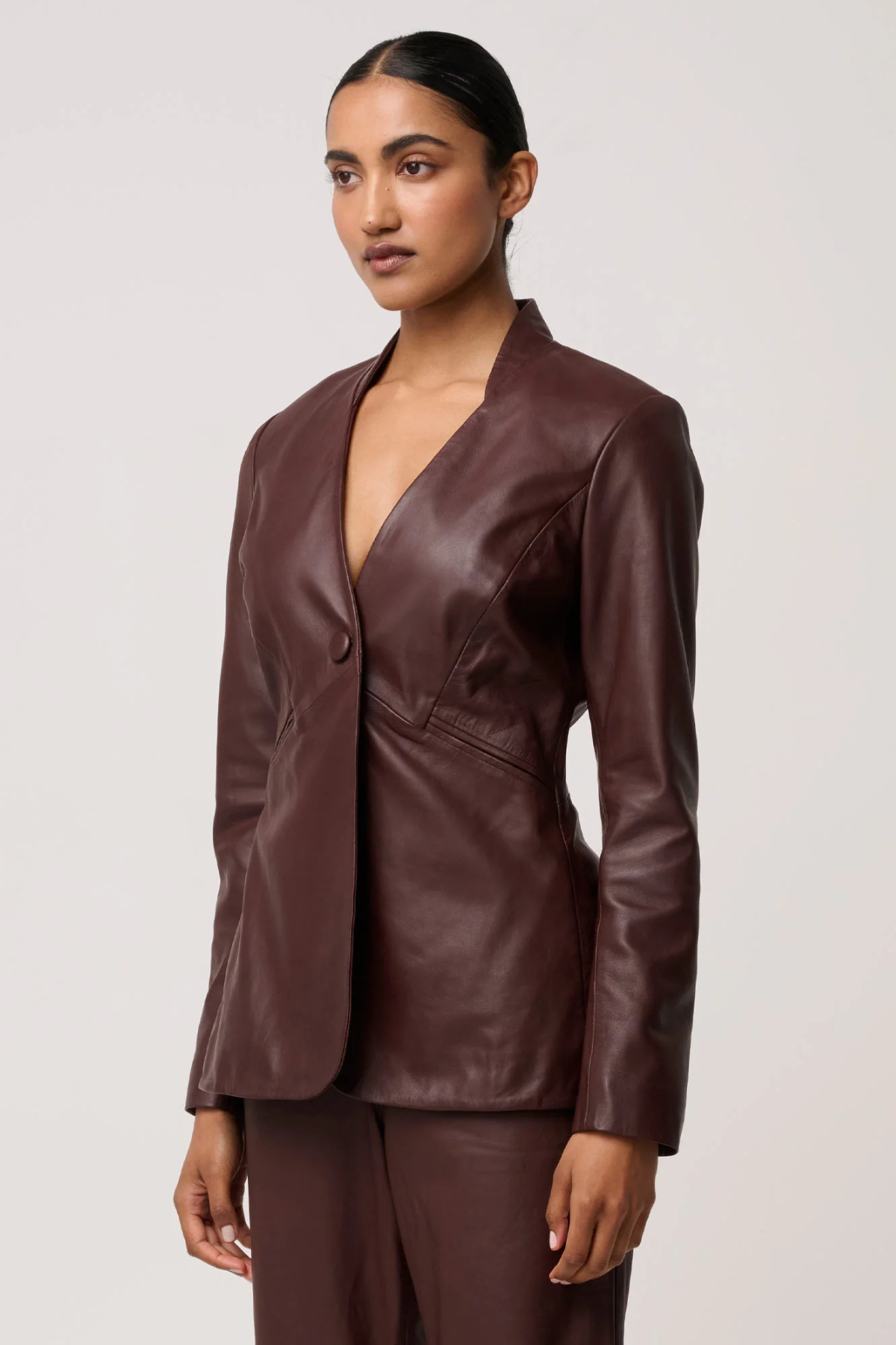 Calypso Leather Blazer Oxblood
