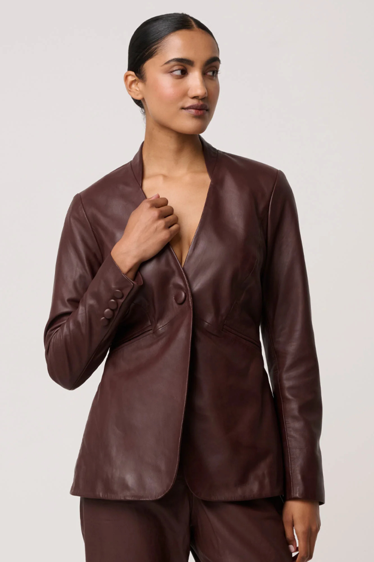 Calypso Leather Blazer Oxblood