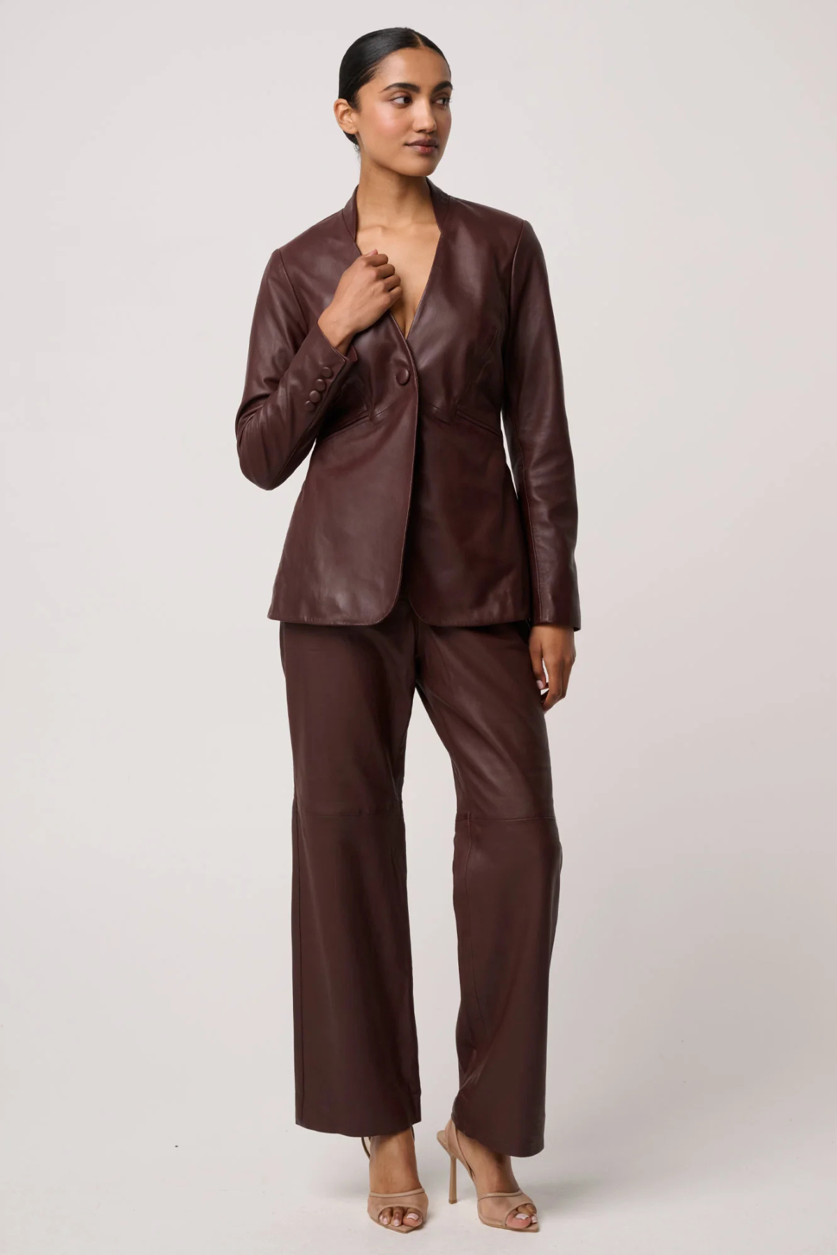 Calypso Leather Blazer Oxblood