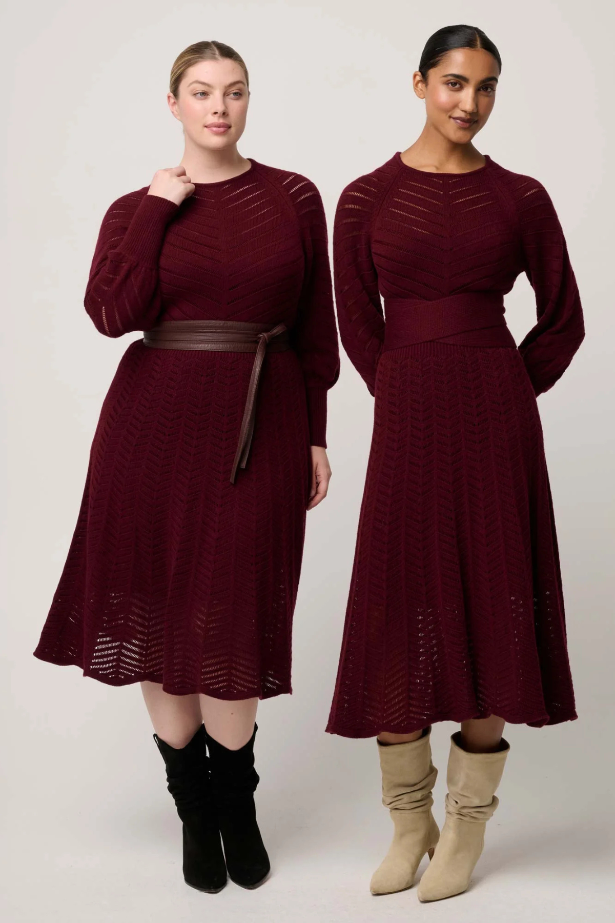 Mirelle Chevron Dress Bordeaux