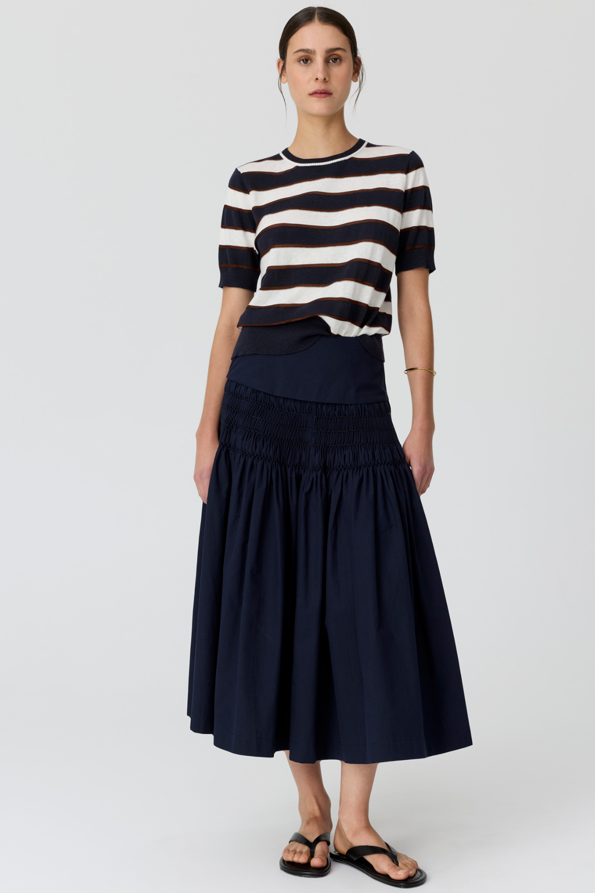 Darcey Stripe Knit Tee Ink