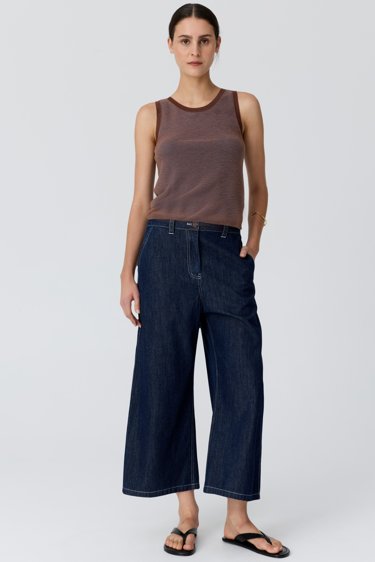 Kaspar Layered Tank Chocolate Blue