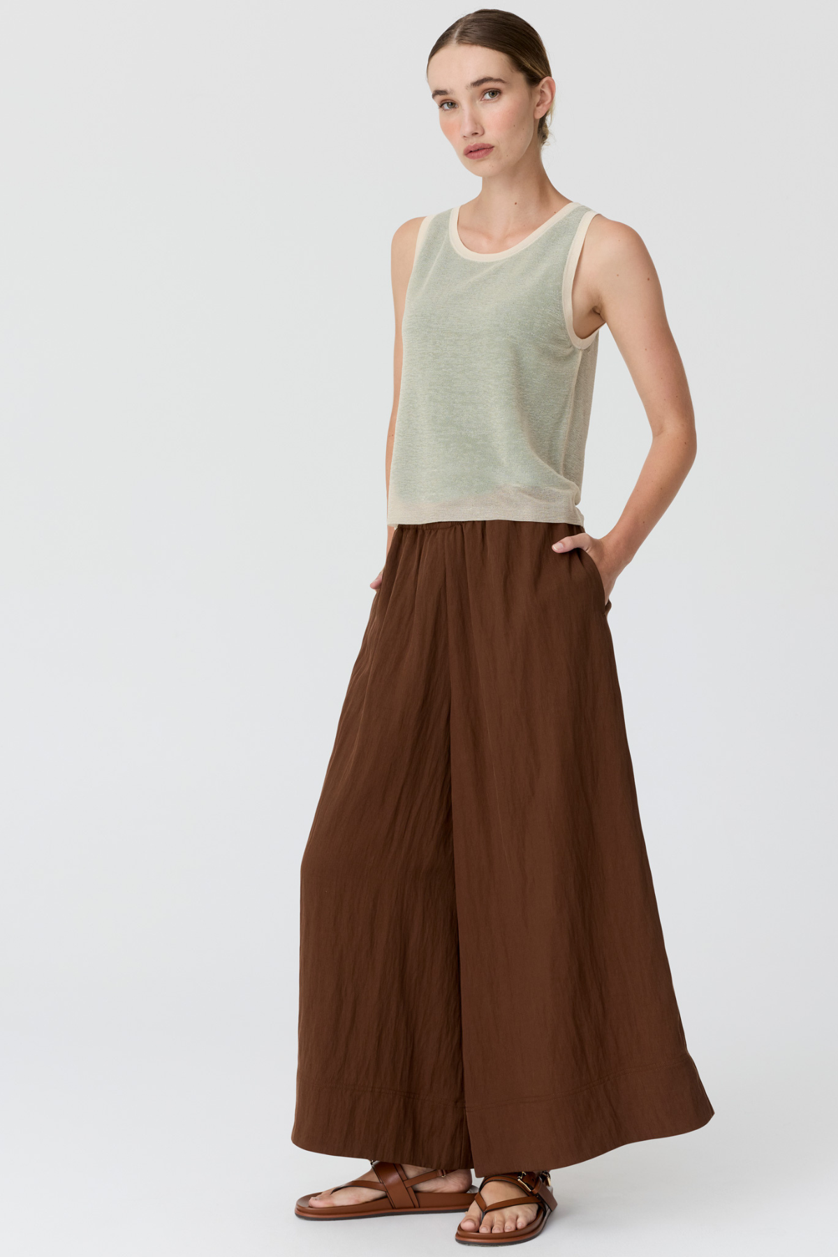 Kaspar Layered Tank Green Butter