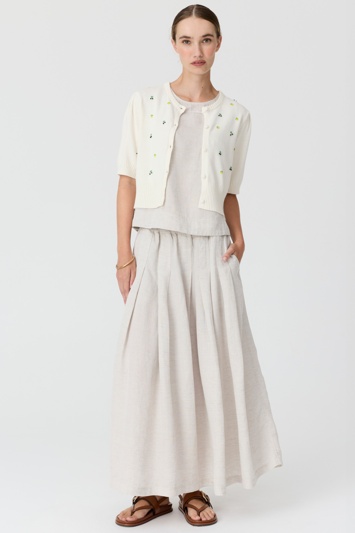 Viloa Cardigan Beaded Chalk