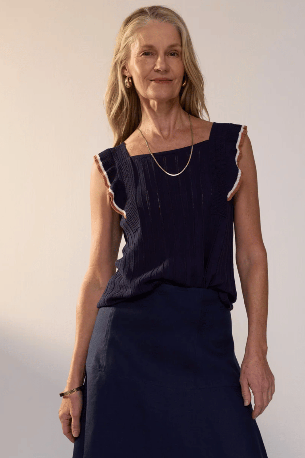 Naia Frill Sleeve Tank Ink Multi