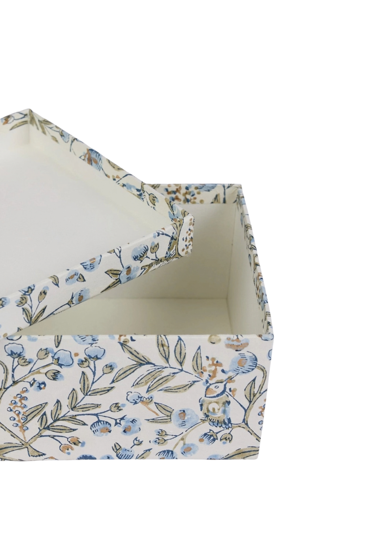 Block Printed Gift Box Set of Three Floral Blue
