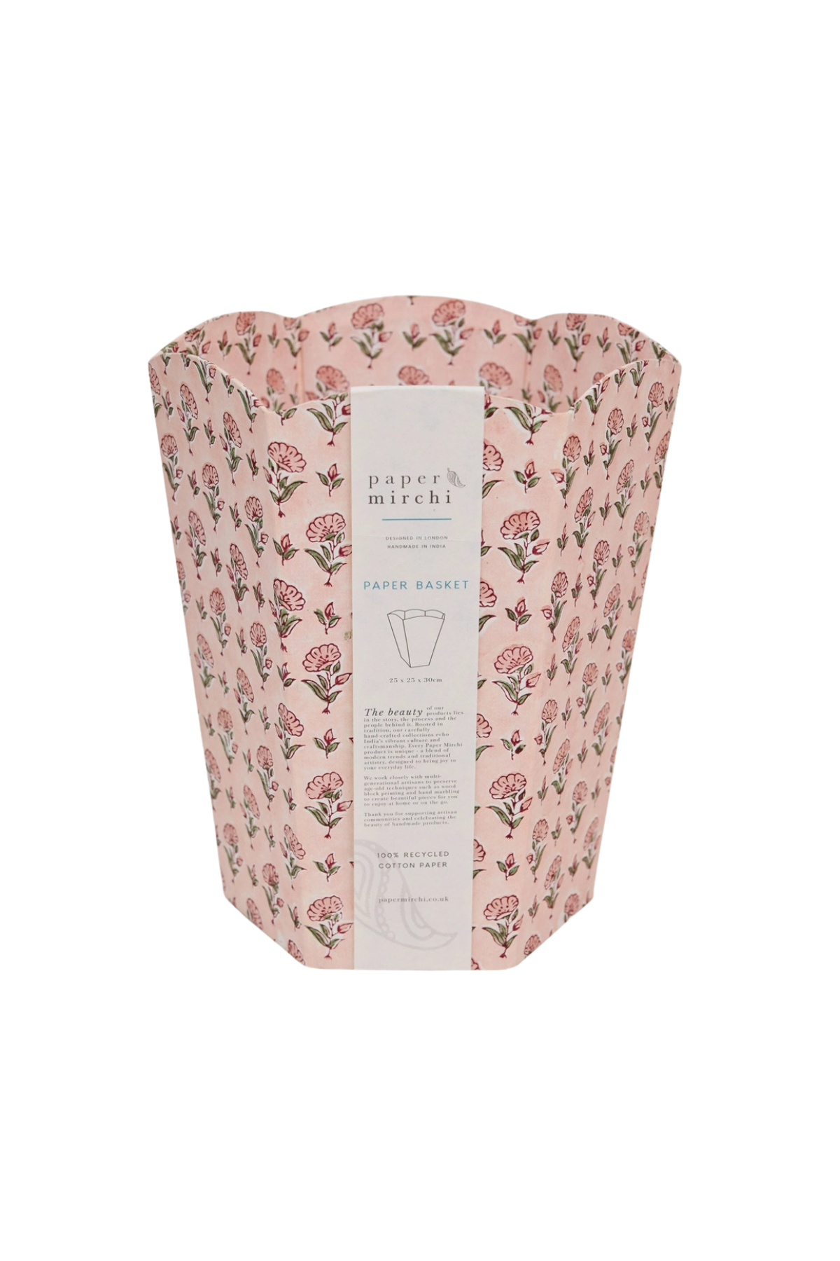 Block Printed Paper Basket Ditsy Floral