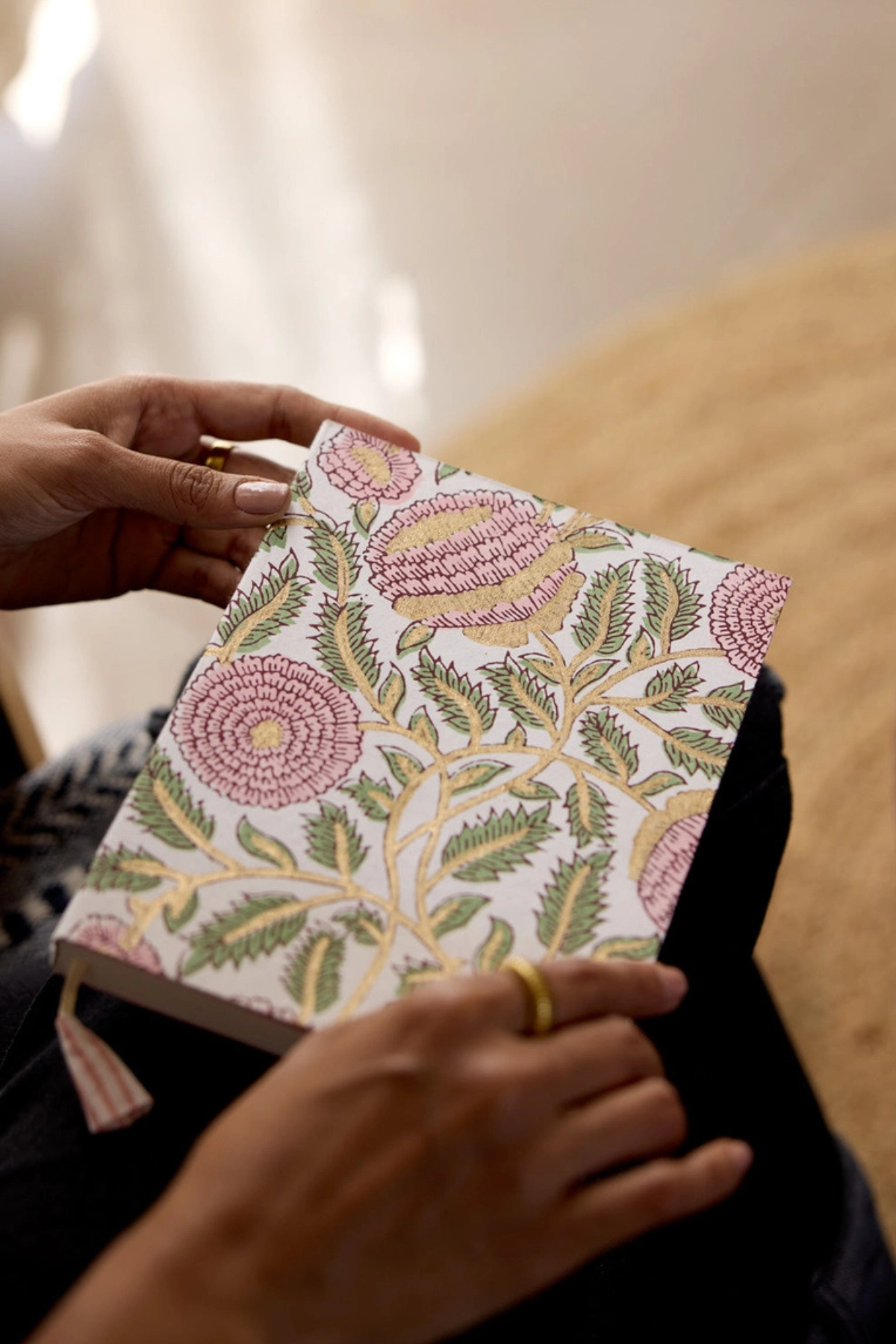 Block Printed Ruled Notebook A5 Marigold