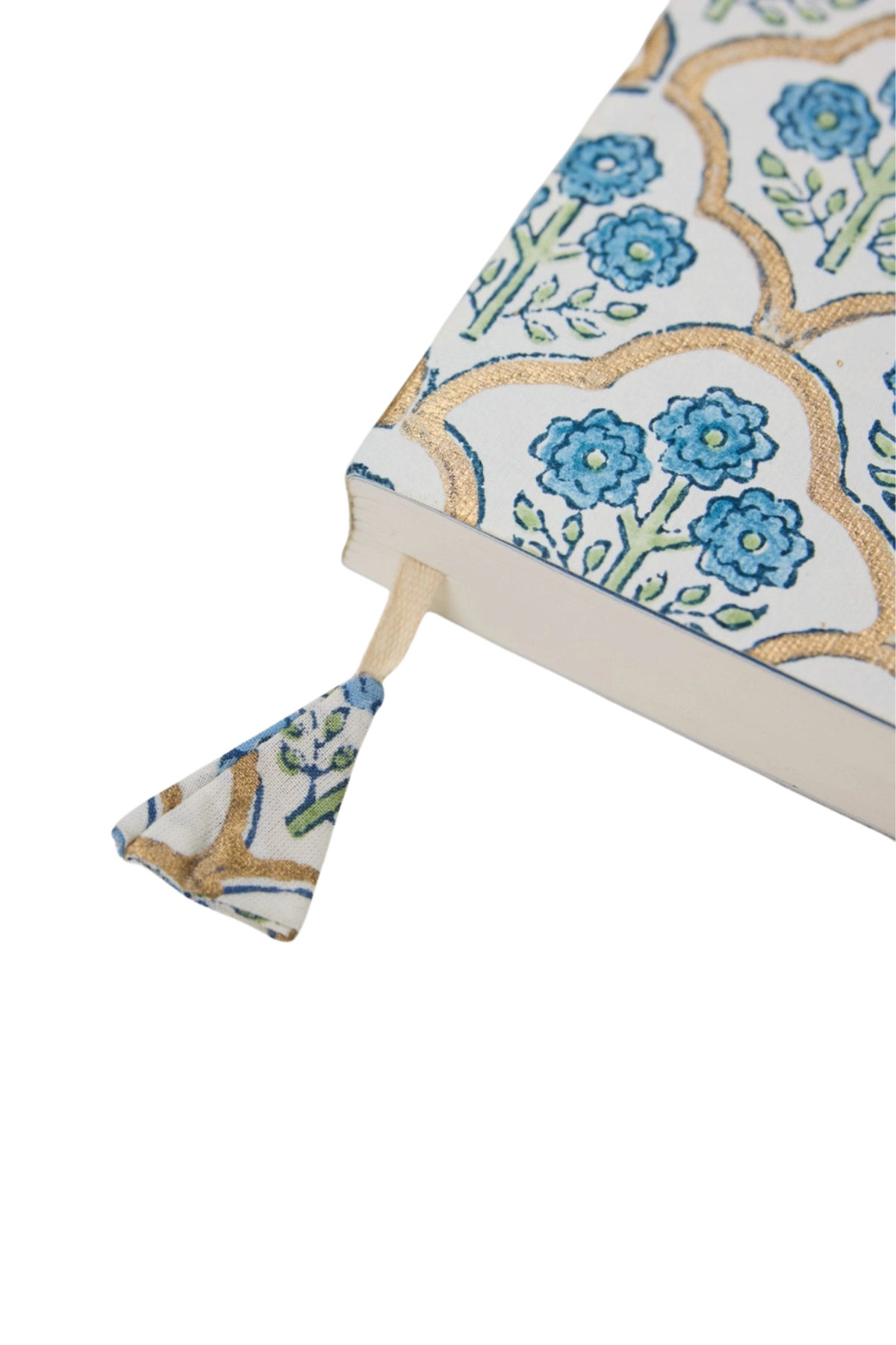 Block Printed Ruled Notebook A5 Trellis Indigo