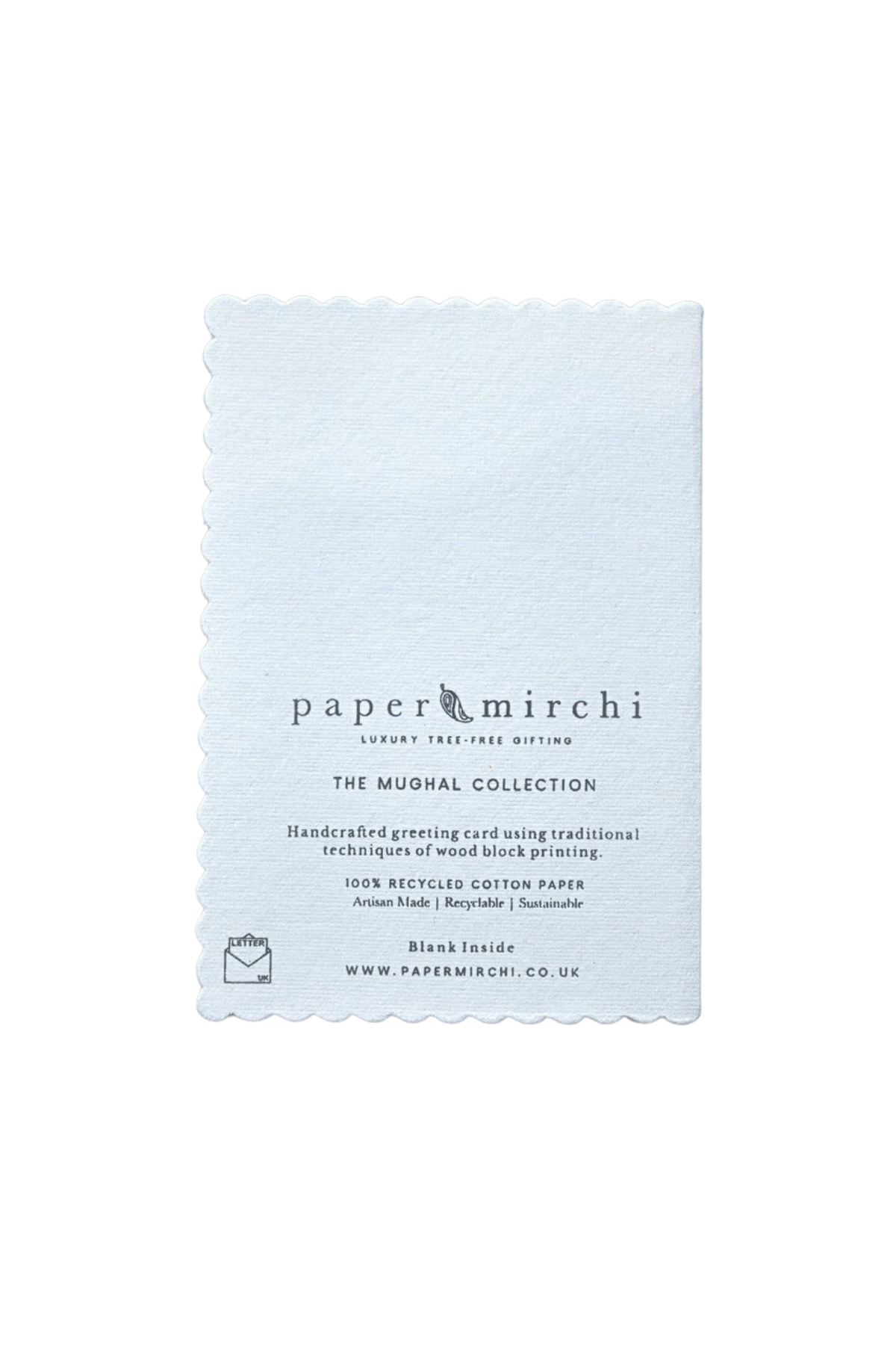 Hand Block Printed Card Anaar Scarlet
