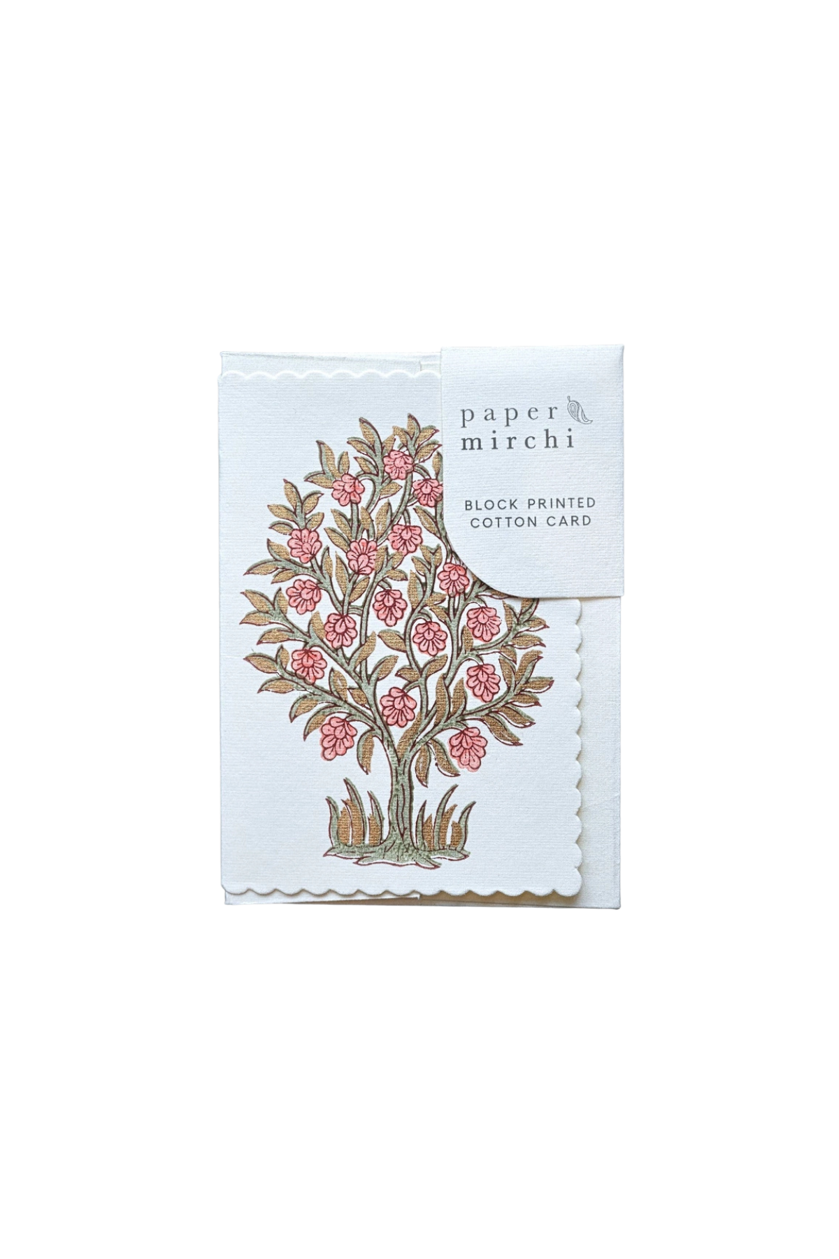 Hand Block Printed Card Coral