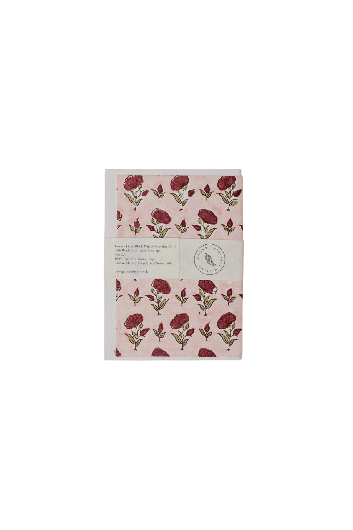 Hand Block Printed Card Ditsy Floral