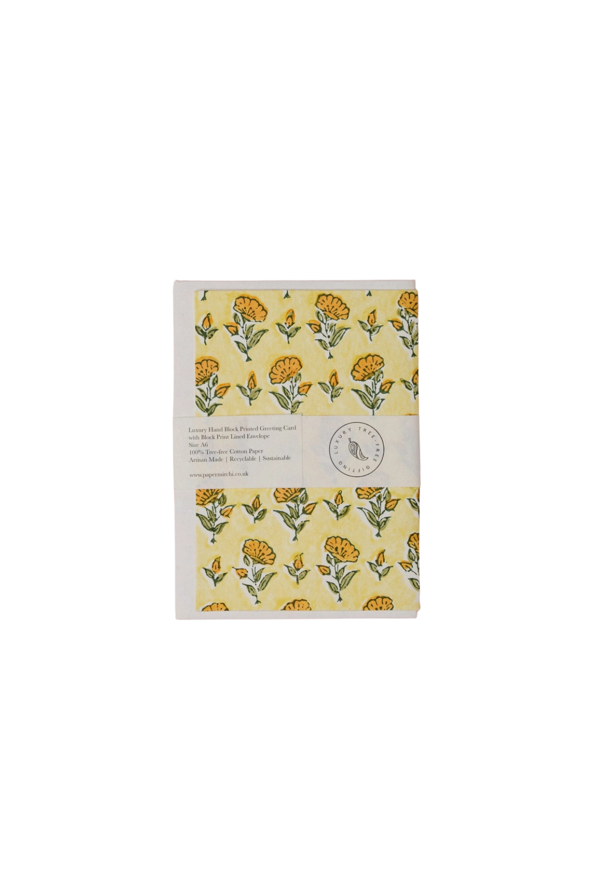 Hand Block Printed Card Floral Sunshine