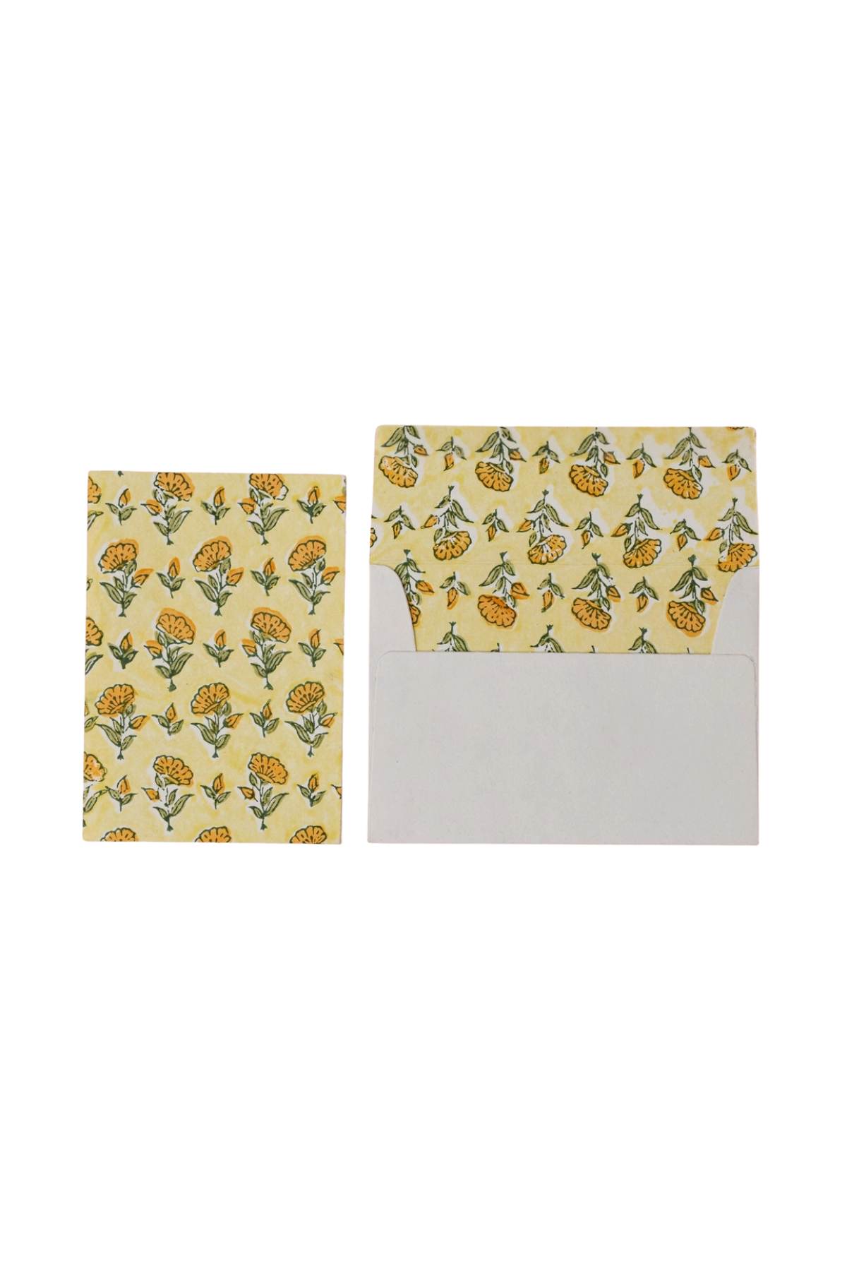 Hand Block Printed Card Floral Sunshine