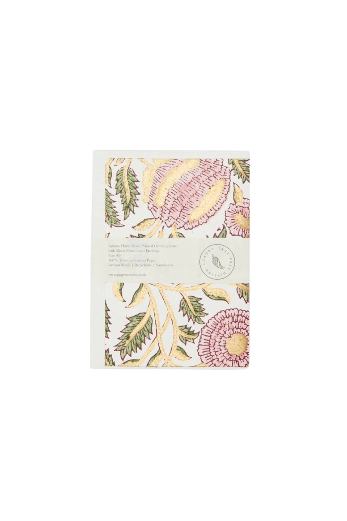 Hand Block Printed Card Marigold Blush
