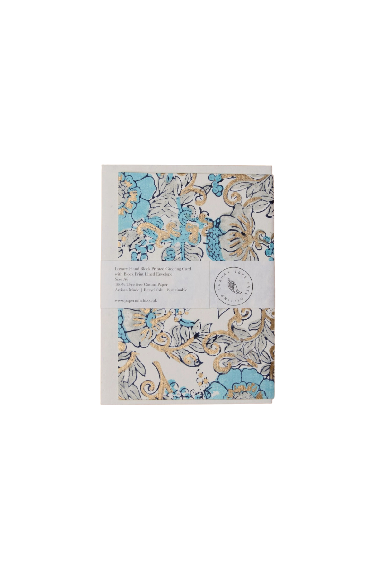 Hand Block Printed Card Wild Rose
