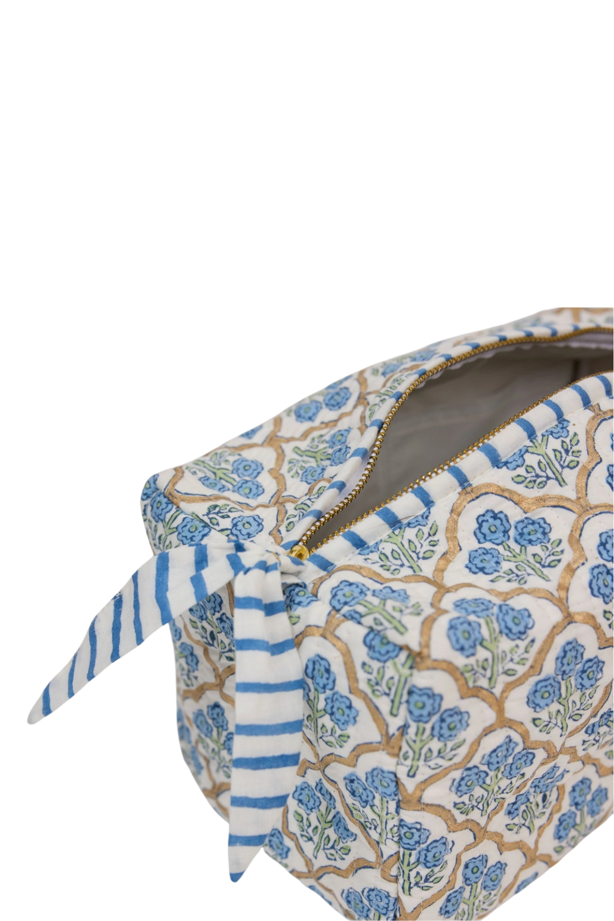 Organic Cotton Toiletry Bag Large Trellis Indigo