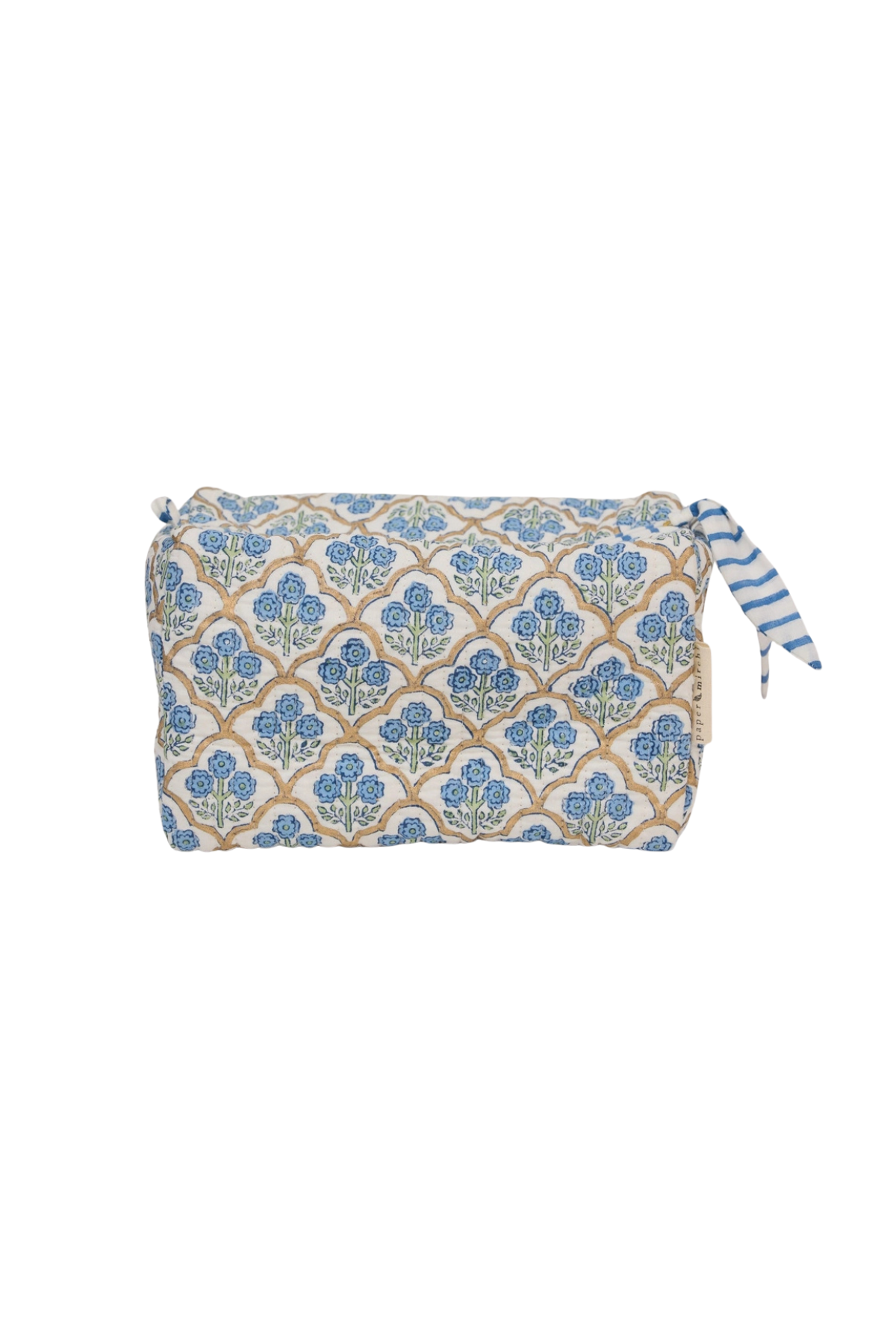 Organic Cotton Toiletry Bag Large Trellis Indigo