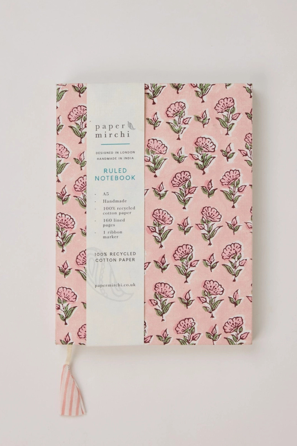 Block Printed Ruled Notebook A5 Ditsy Floral