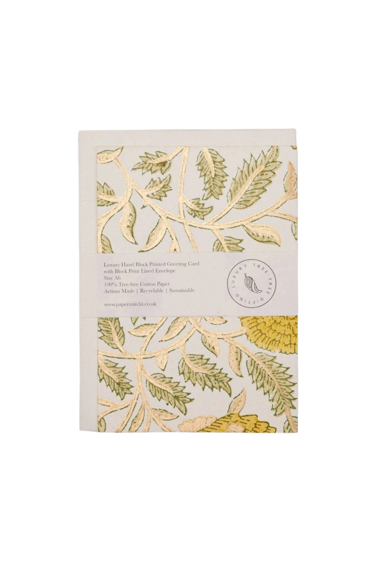 Hand Block Printed Card Marigold Sunshine
