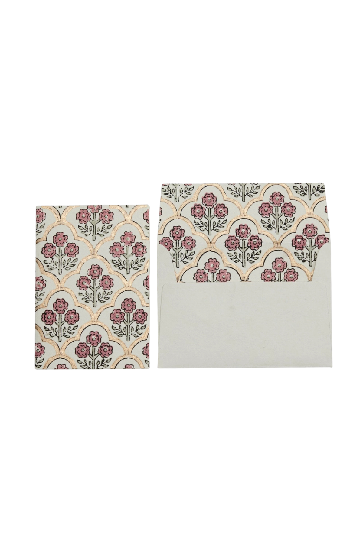 Hand Block Printed Card Trellis Earth