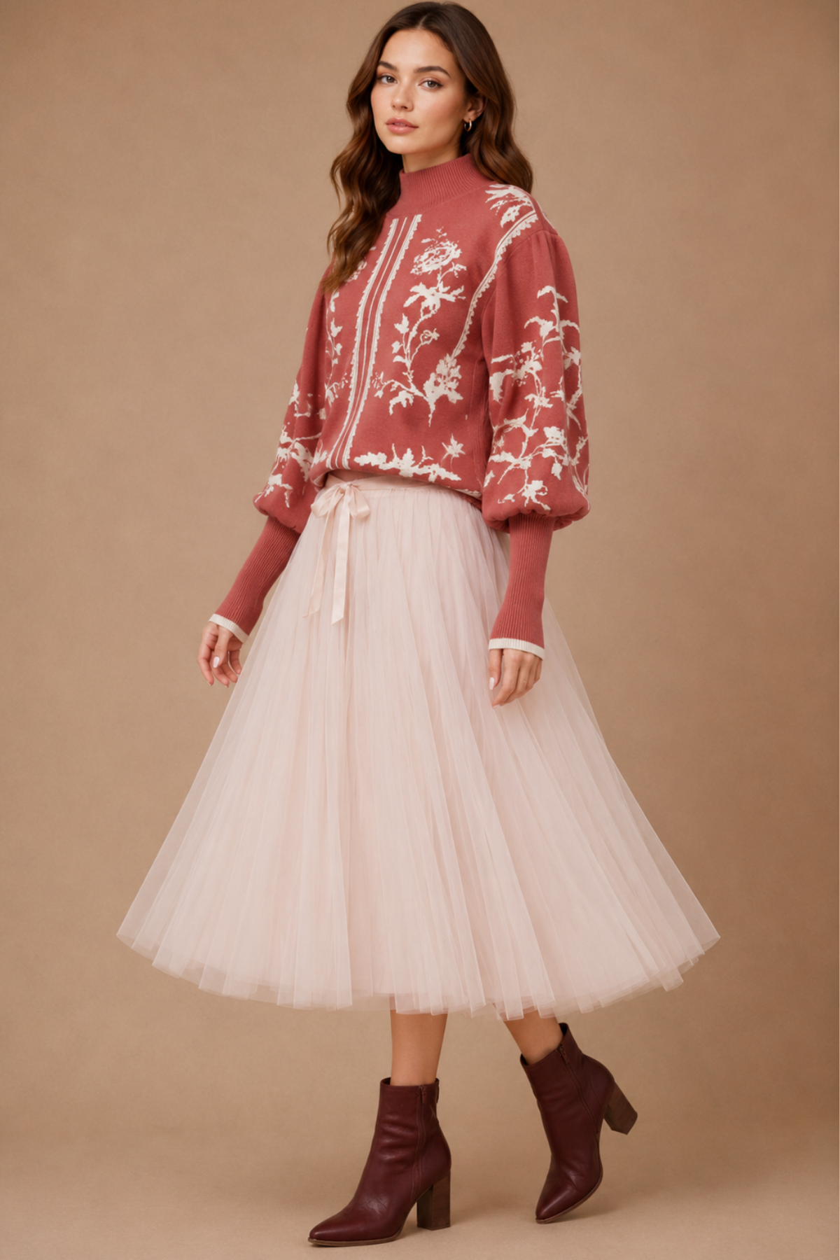 Satin Ribbon Tulle Skirt Champagne
