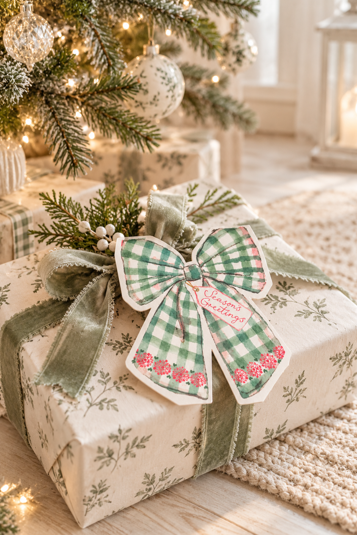 Christmas Gingham Bow Card