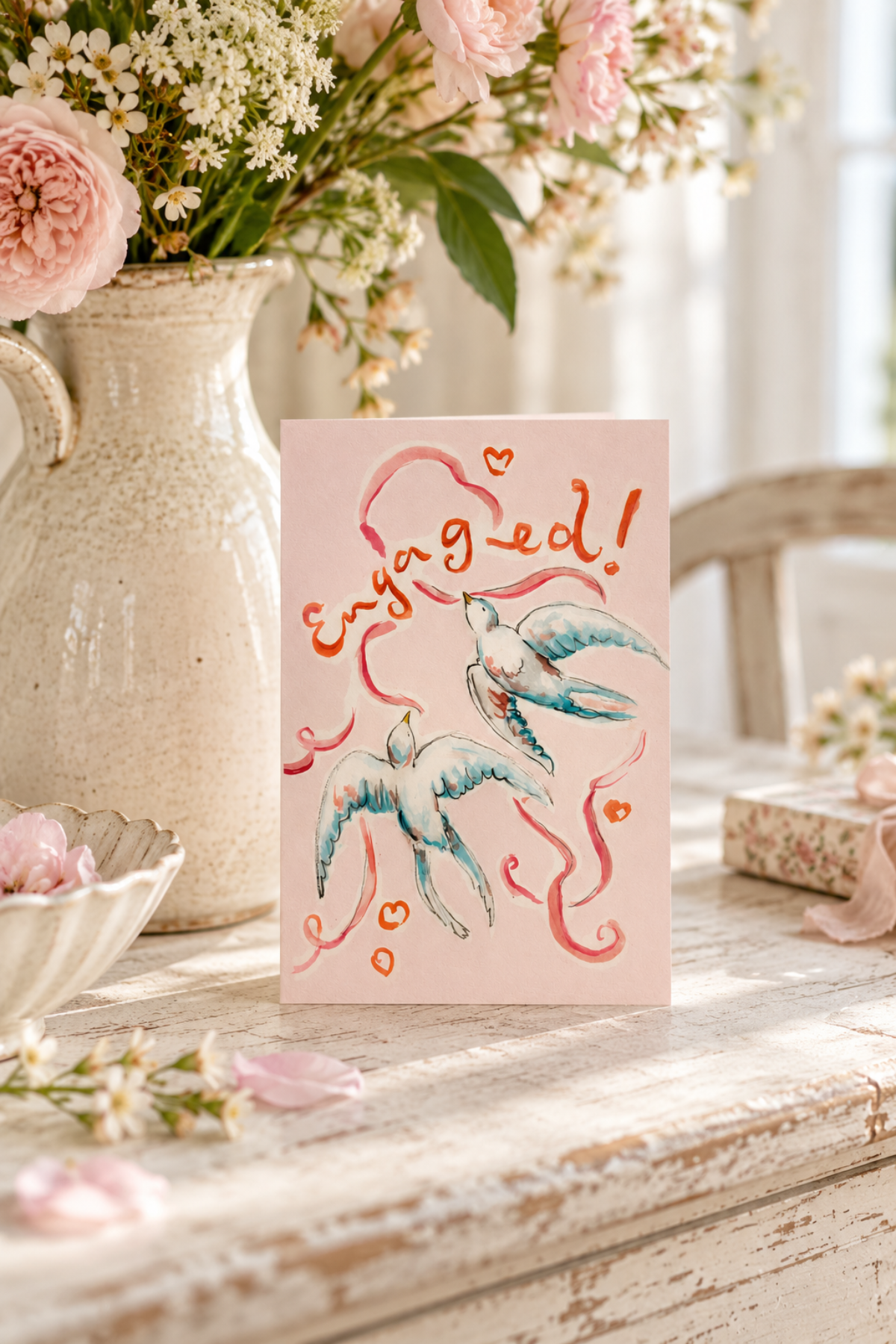 Engaged Swallows Card