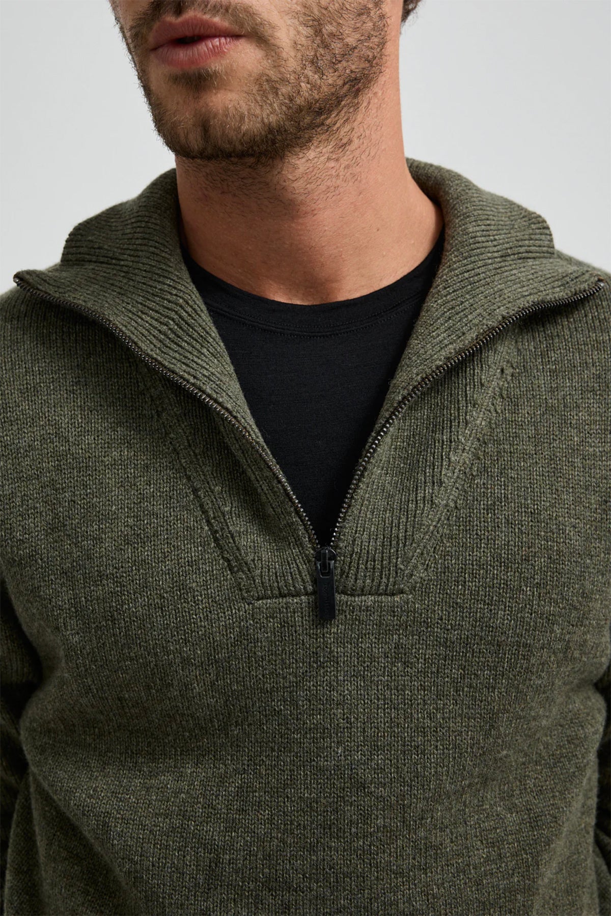 Lambswool Half Zip Jumper Olive