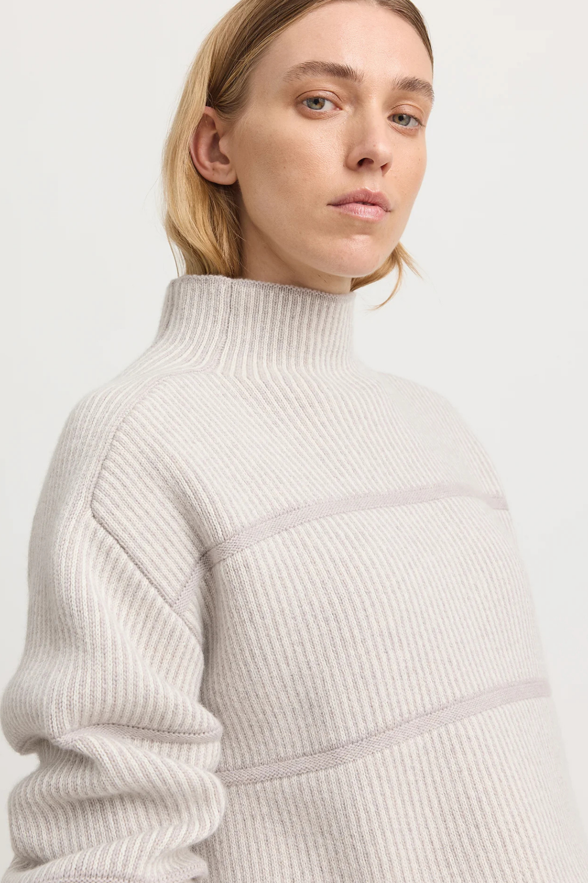 Pin Stripe Funnel Knit Oat
