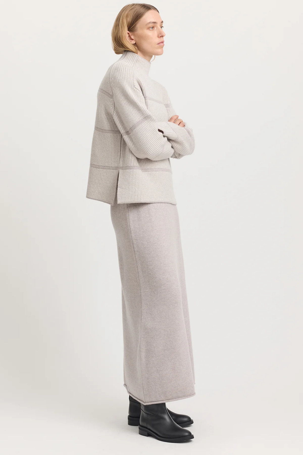 Pin Stripe Funnel Knit Oat