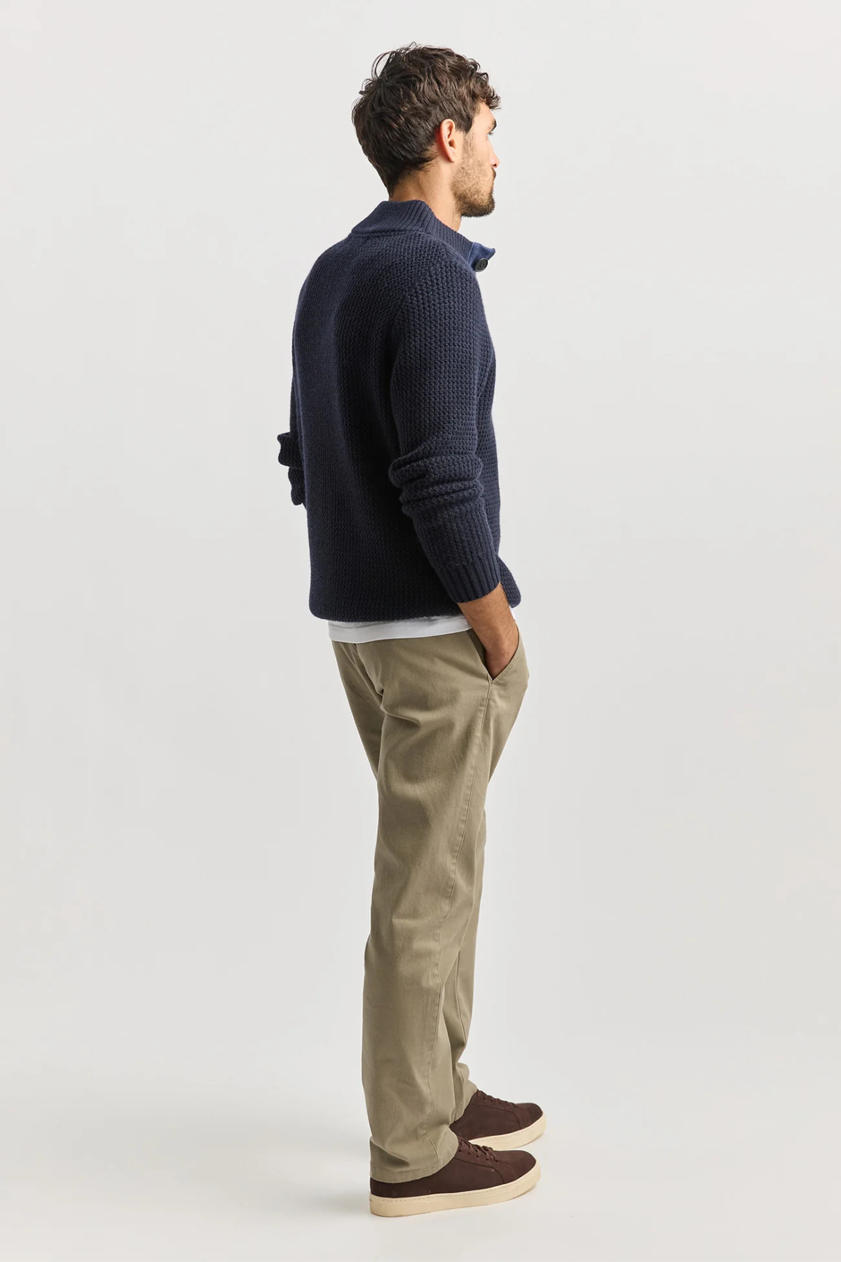 Button Tab Knit French Navy