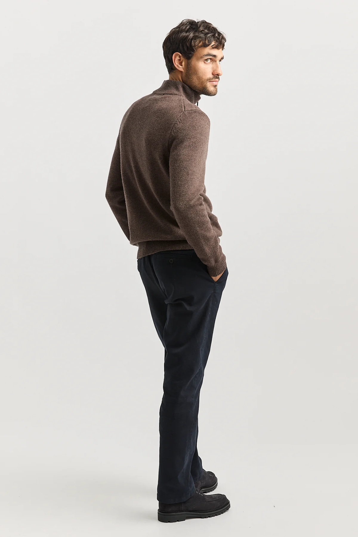 Lambswool Half Zip Shitake