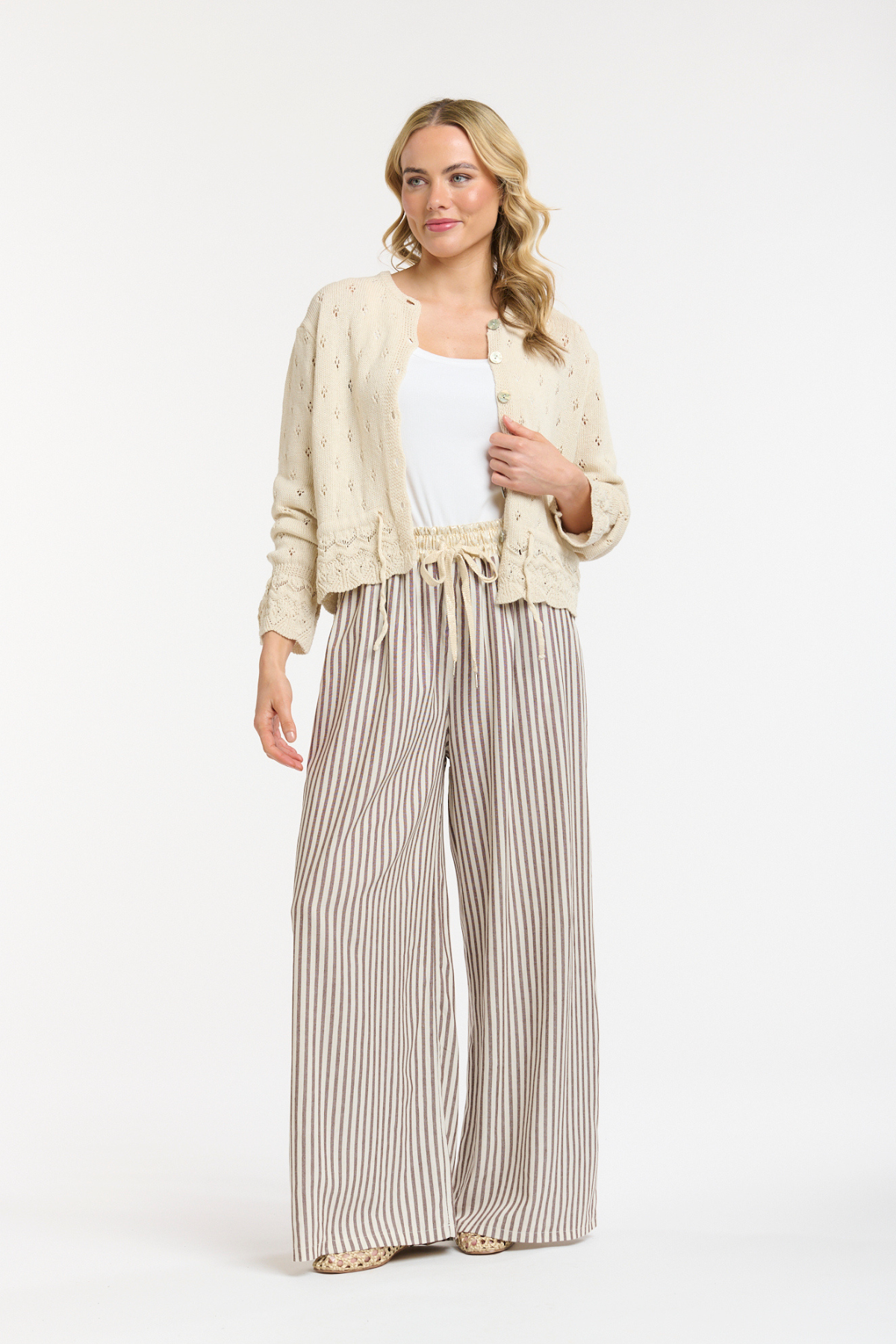 Openwork Knit Peplum Cardi