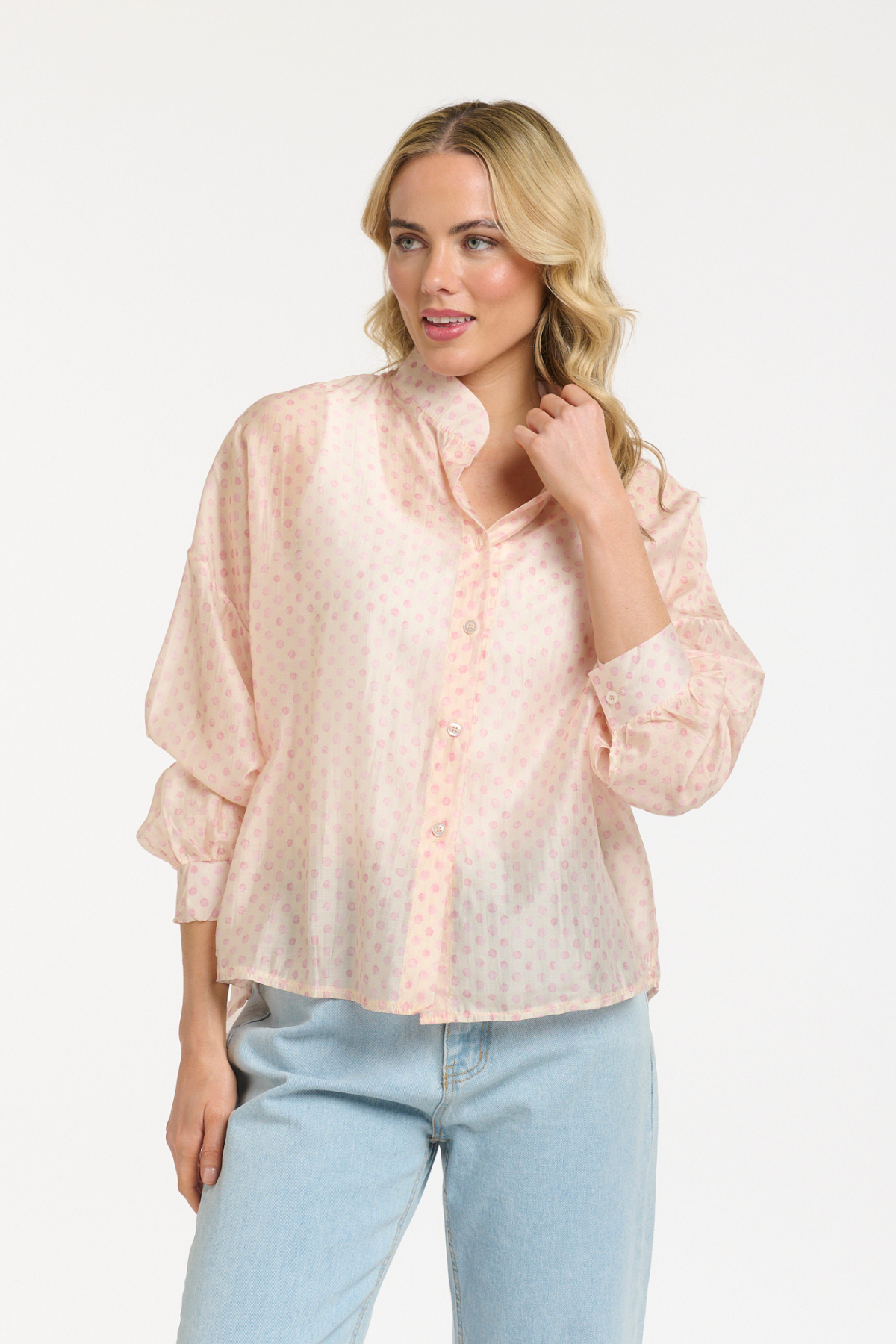 Polka Dot Blouse Cream Pink