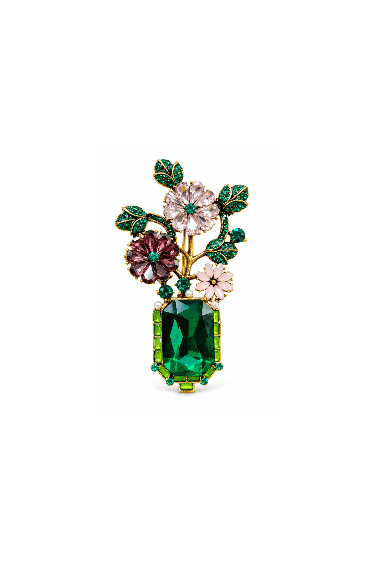 Vintage Vase Of Flowers Brooch