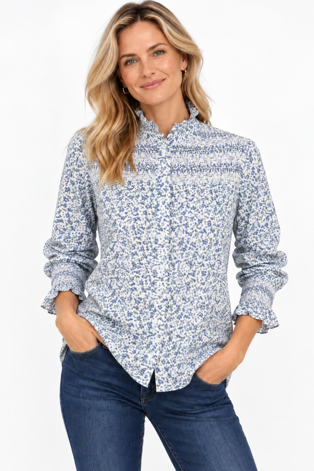 Evie Blouse Blue Floral