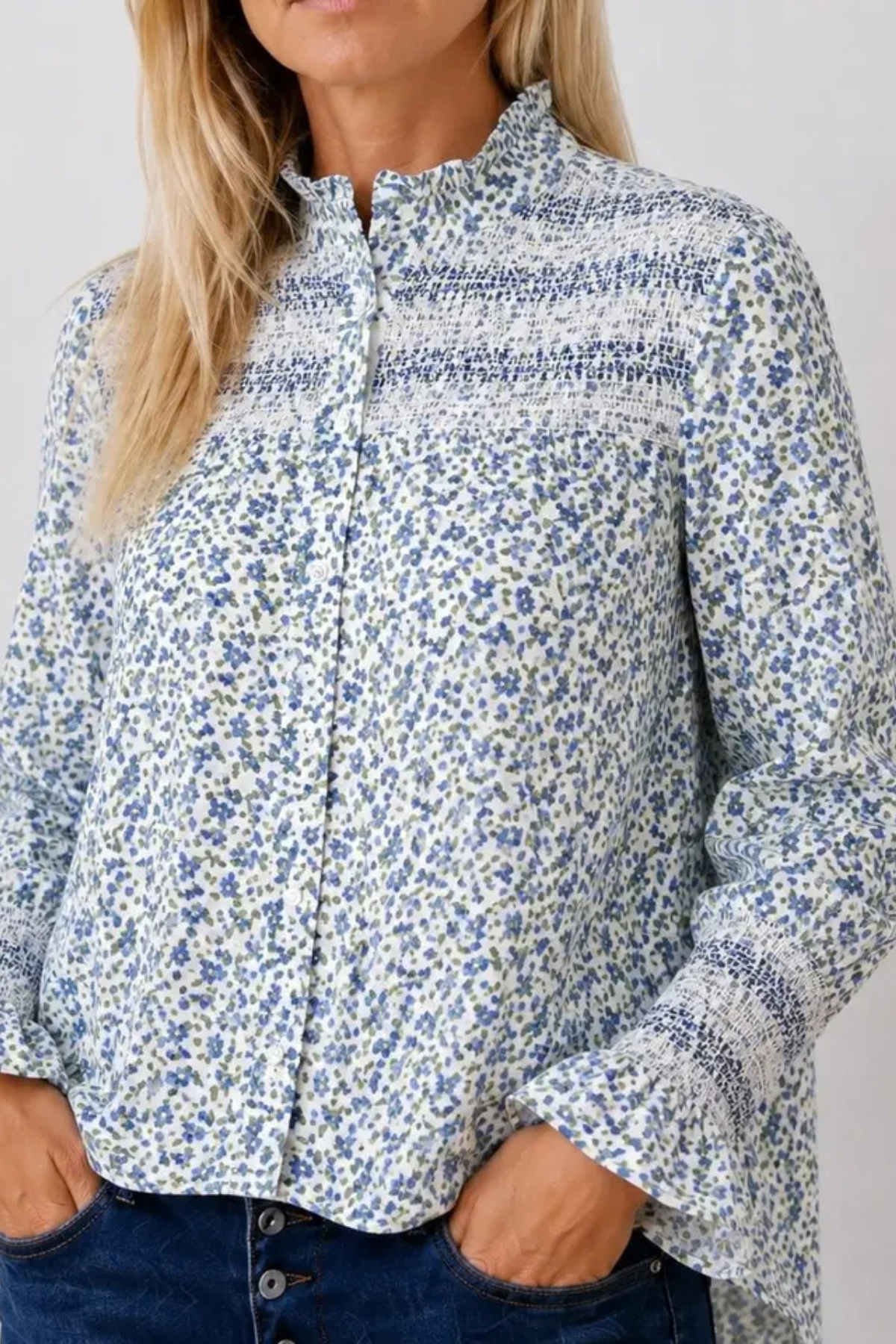 Evie Blouse Blue Floral
