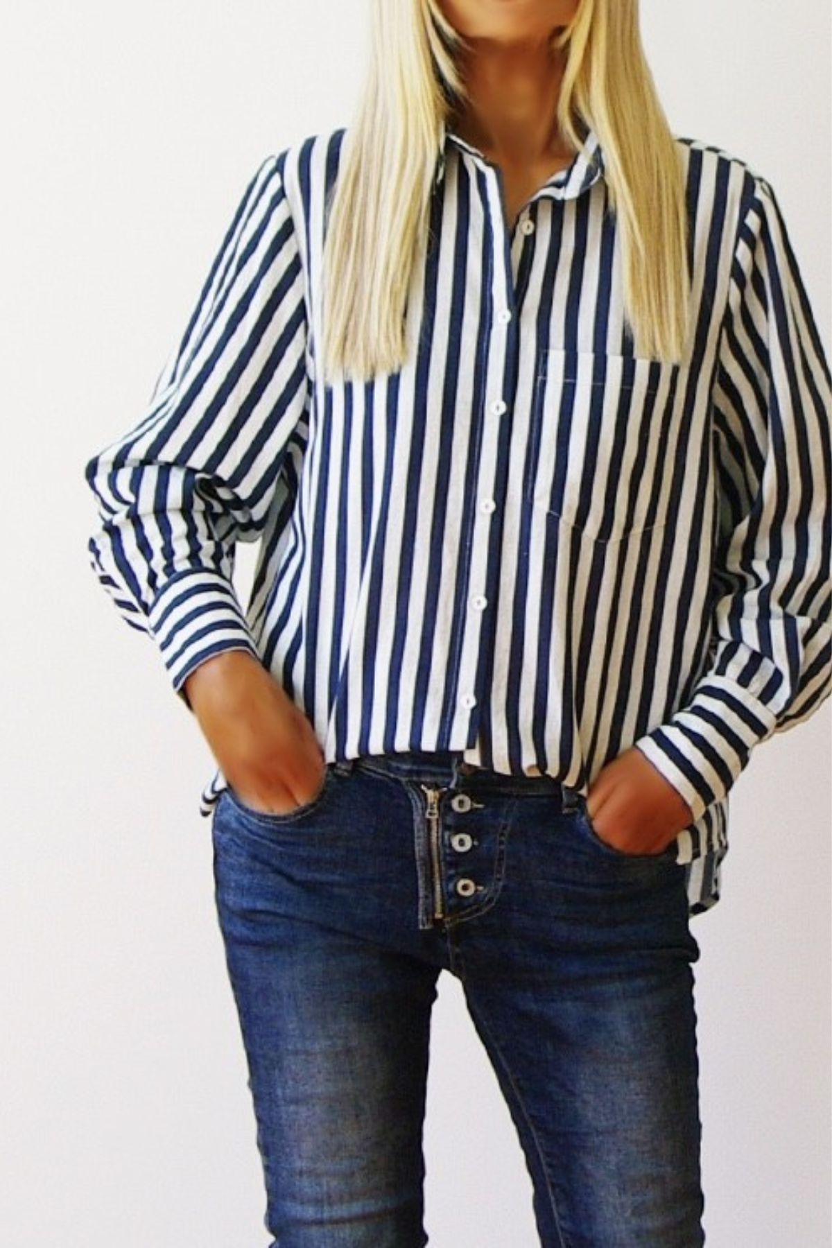 Mila Stripe Shirt Navy