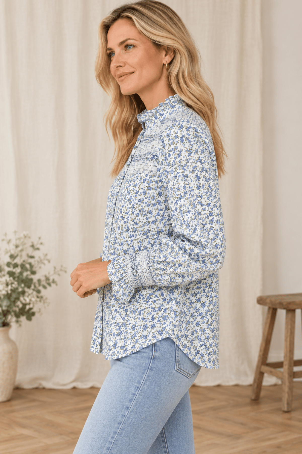 Evie Blouse Blue Floral