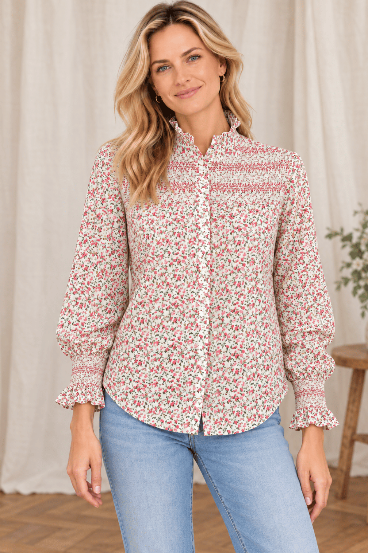 Evie Blouse Pink Floral