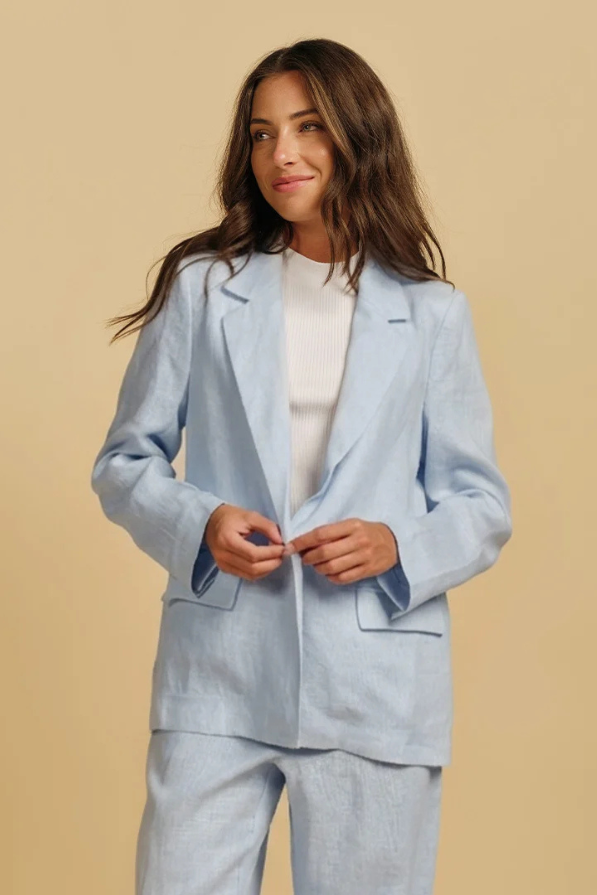 Camden Linen Jacket Pale Blue