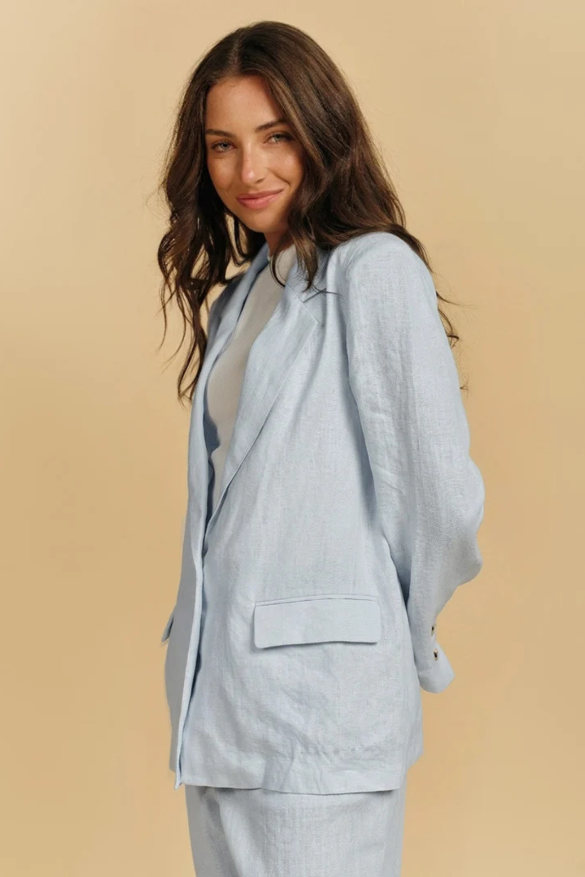 Camden Linen Jacket Pale Blue