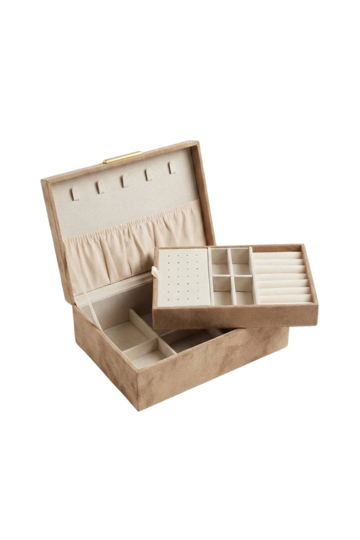 Eco Suede Jewellery Box Latte