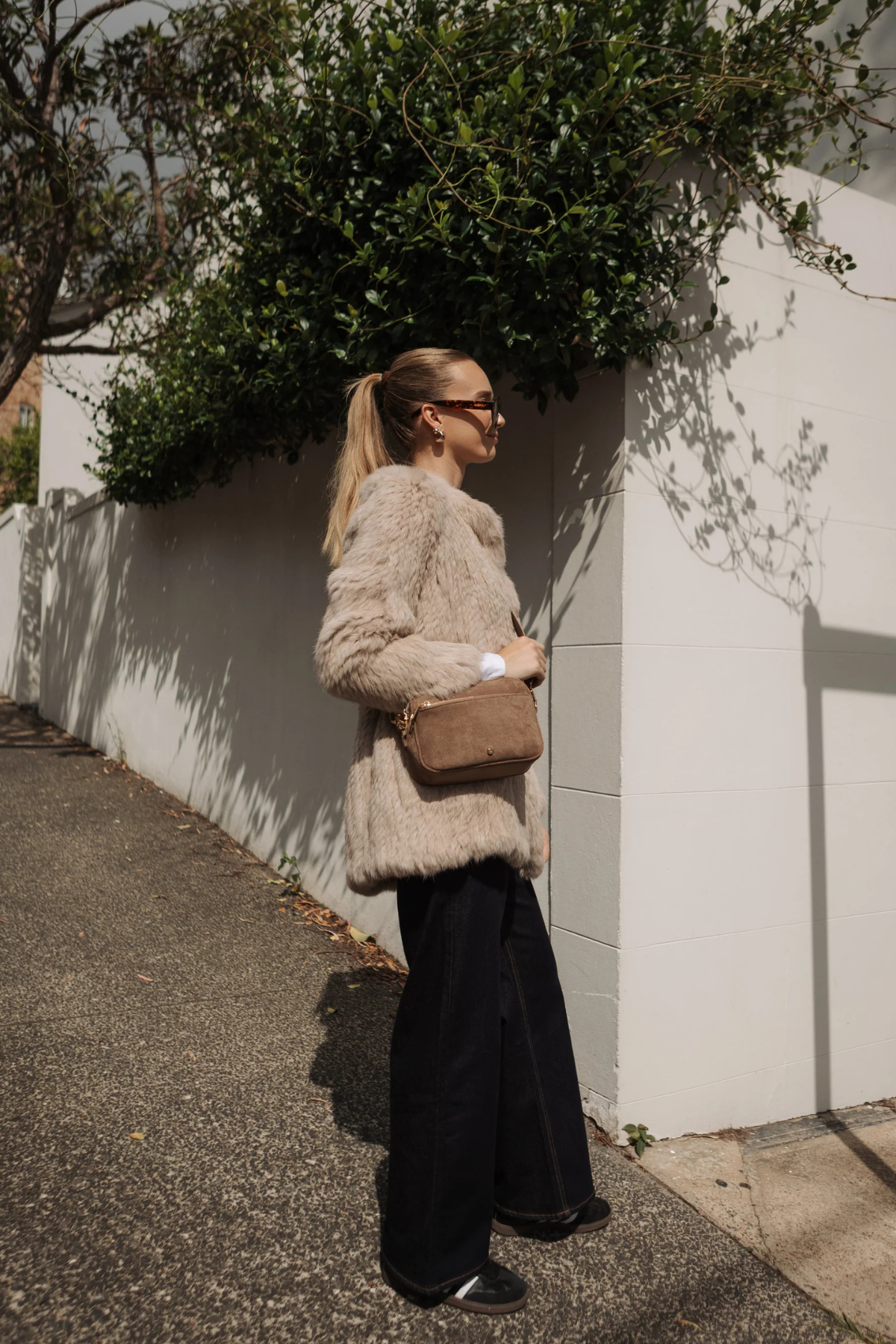 Ruby London Eco Suede Cross Body Bag Tan