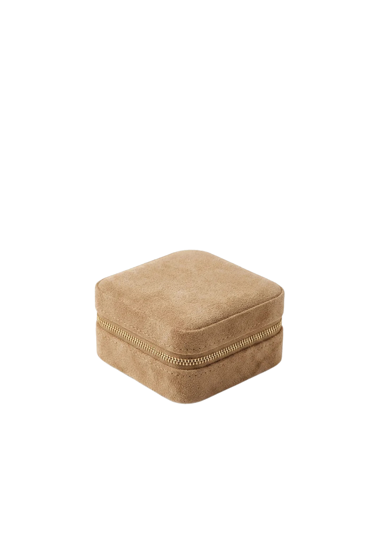 Square Eco Suede Jewellery Case Latte