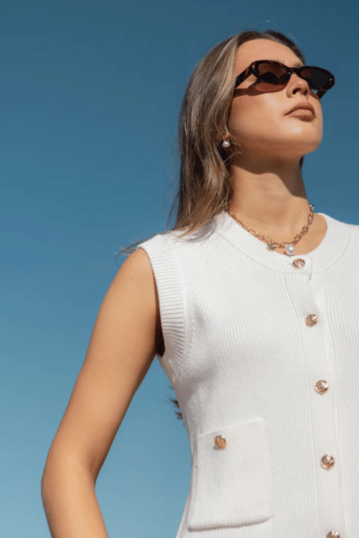 Antoinette Knit Vest White