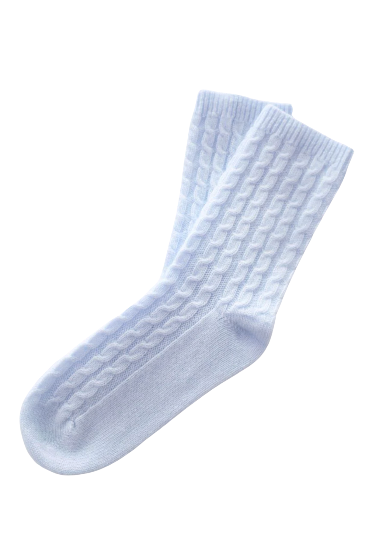 Cashmere Cable Knit Bed Socks Blue